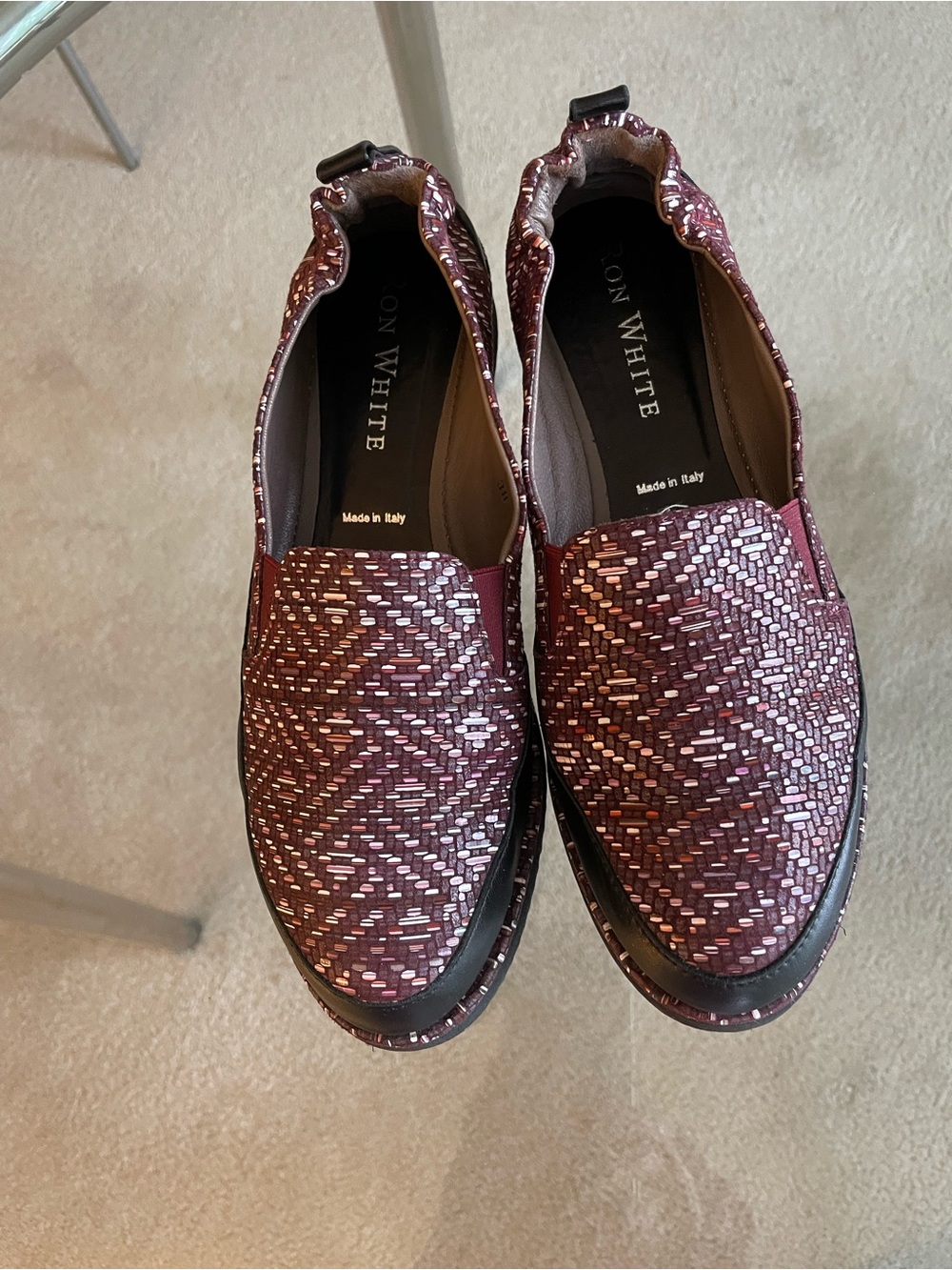 Women's Woven Slip-On Loafers in Burgundy